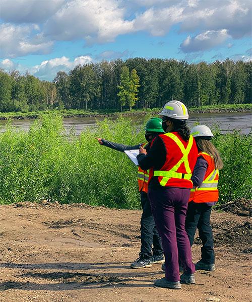 Environmental professionals working on a site project